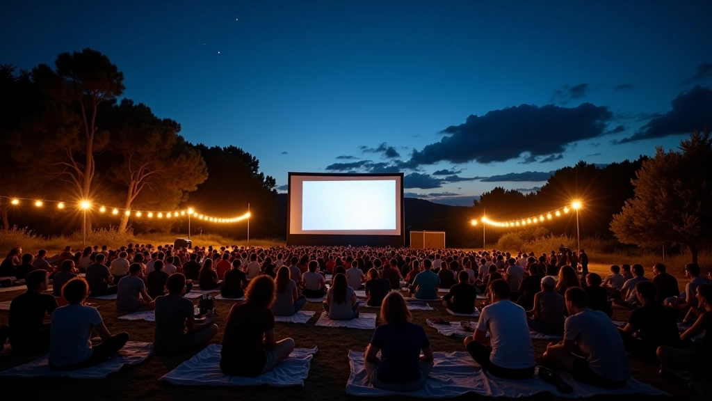 Film screening in outdoor setting