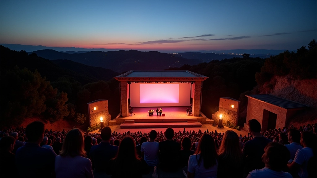 Open-air theatre performance stage with audience seating in Portugal