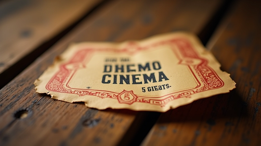 Close-up of cinema ticket stub with date and film title printed on it